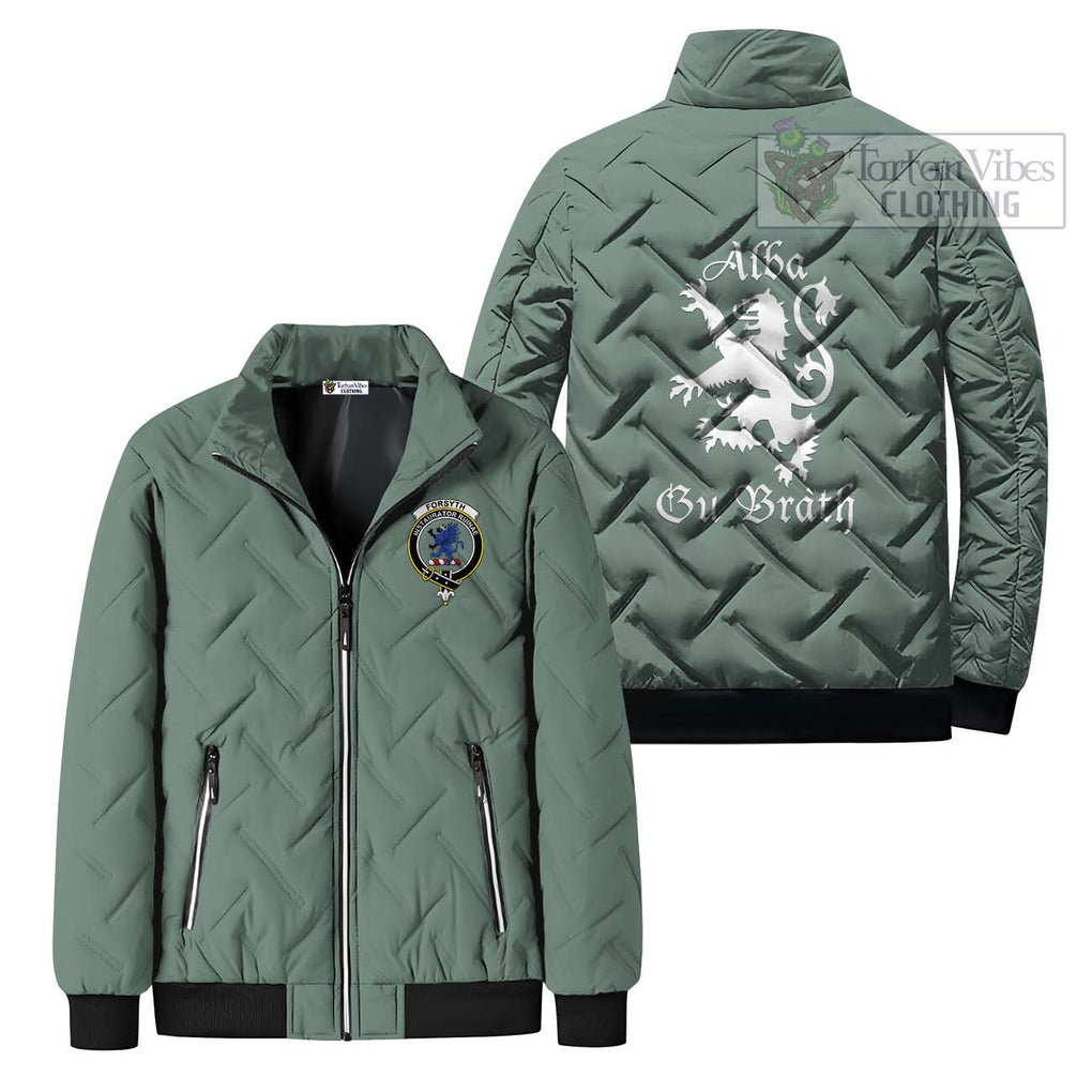 Forsyth Family Crest Padded Cotton Jacket Lion Rampant Alba Gu Brath Style - 2D-tartanvibesclothing