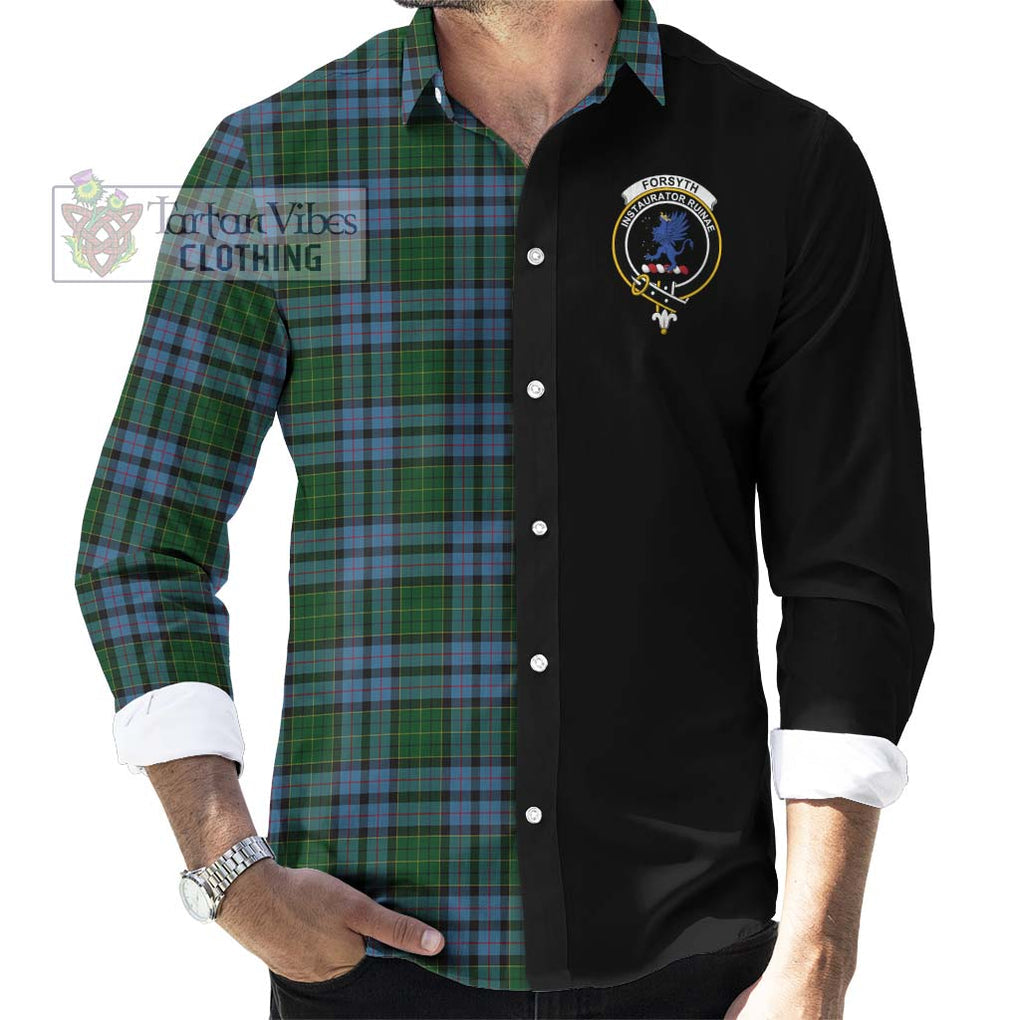 Forsyth Tartan Long Sleeve Button Shirt with Family Crest and Half Of Me Style - Tartanvibesclothing Shop
