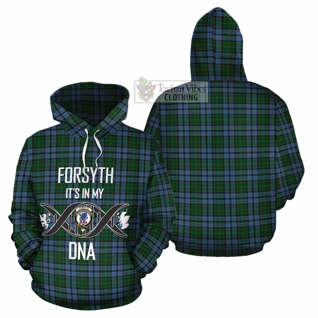 Forsyth Tartan Cotton Hoodie with Family Crest DNA In Me Style Zip Hoodie - Tartan Vibes Clothing