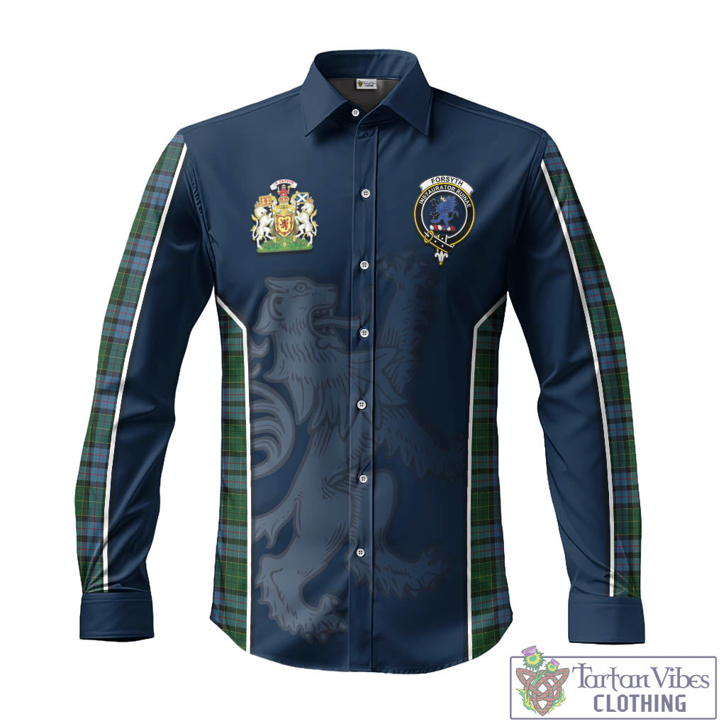 Tartan Vibes Clothing Forsyth Tartan Long Sleeve Button Up Shirt with Family Crest and Lion Rampant Vibes Sport Style