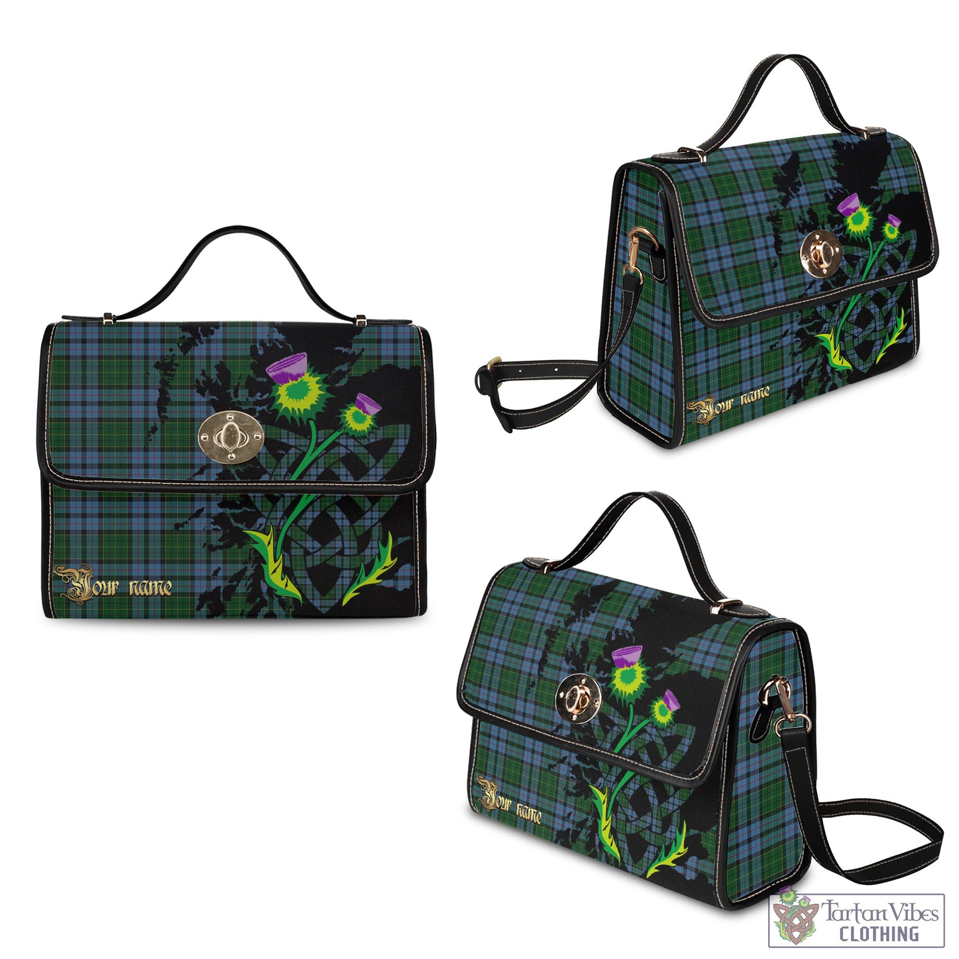 Tartan Vibes Clothing Forsyth Tartan Waterproof Canvas Bag with Scotland Map and Thistle Celtic Accents