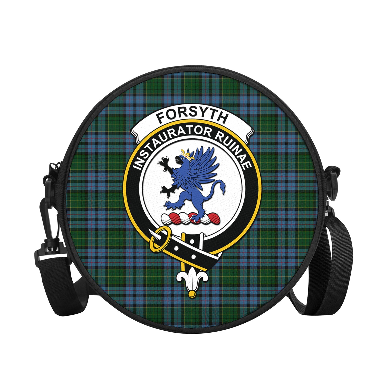 Forsyth Tartan Round Satchel Bags with Family Crest - Tartan Vibes Clothing