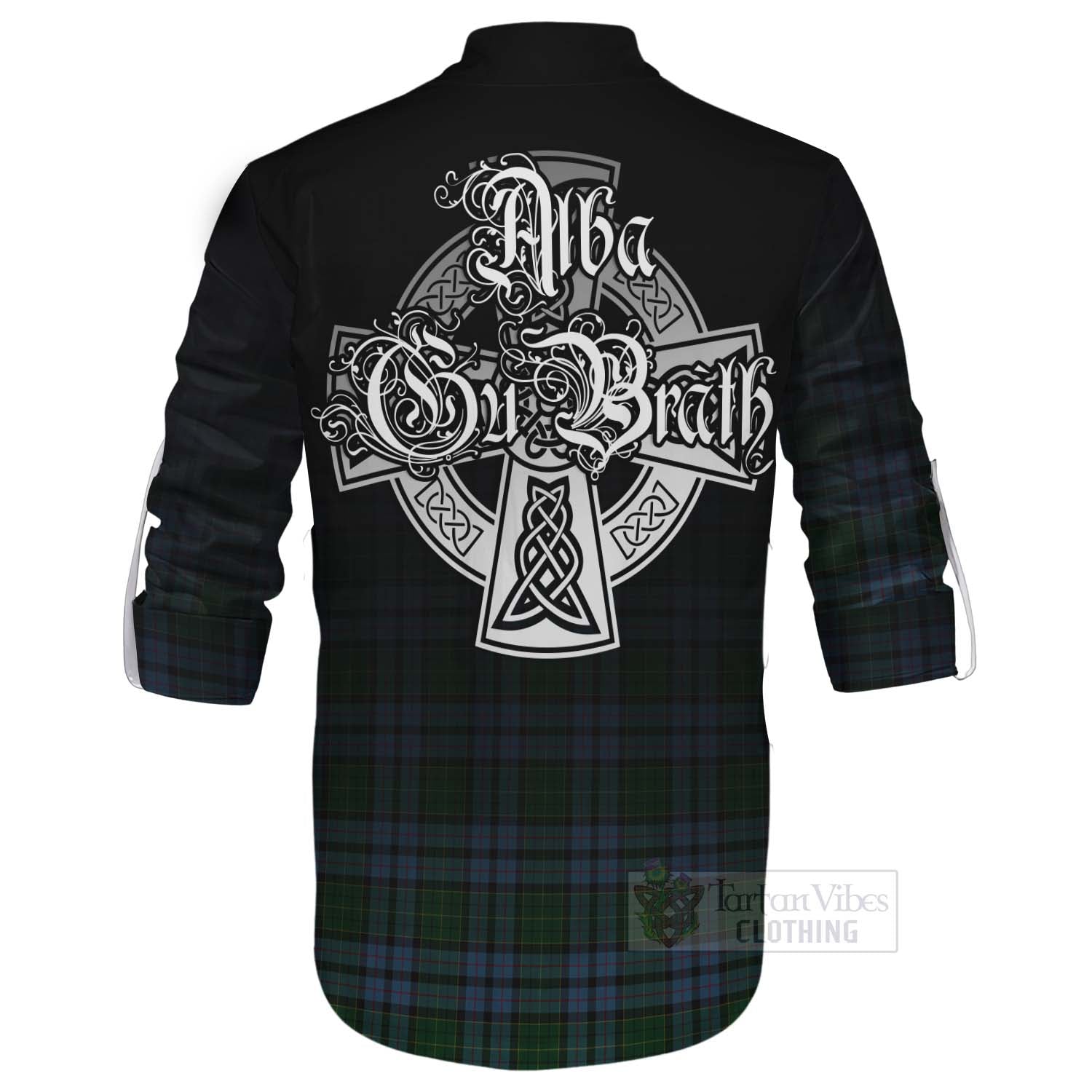 Forsyth Tartan Ghillie Kilt Shirt Featuring Alba Gu Brath Family Crest Celtic Inspired - Tartan Vibes Clothing