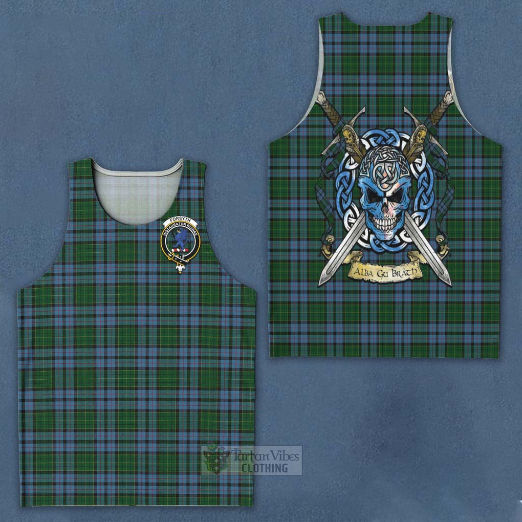 Forsyth Tartan Men's Tank Top with Family Crest Celtic Skull Style - Tartan Vibes Clothing