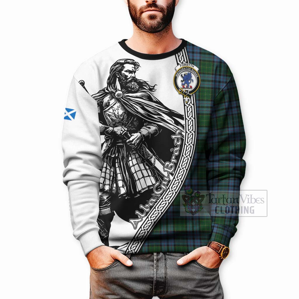 Forsyth Tartan Clan Crest Sweatshirt with Highlander Warrior Celtic Style - Tartan Vibes Clothing