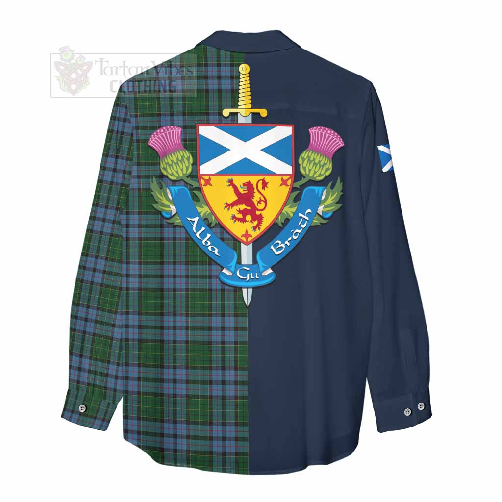 Forsyth Tartan Women's Casual Shirt Alba with Scottish Lion Royal Arm Half Style - Tartan Vibes Clothing