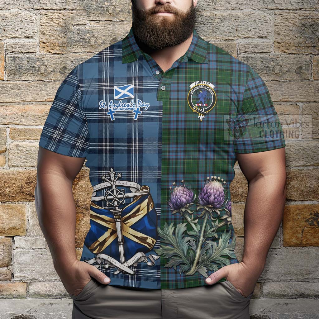 Forsyth Tartan Polo Shirt Happy St. Andrew's Day Half Tartan Style - Tartan Vibes Clothing