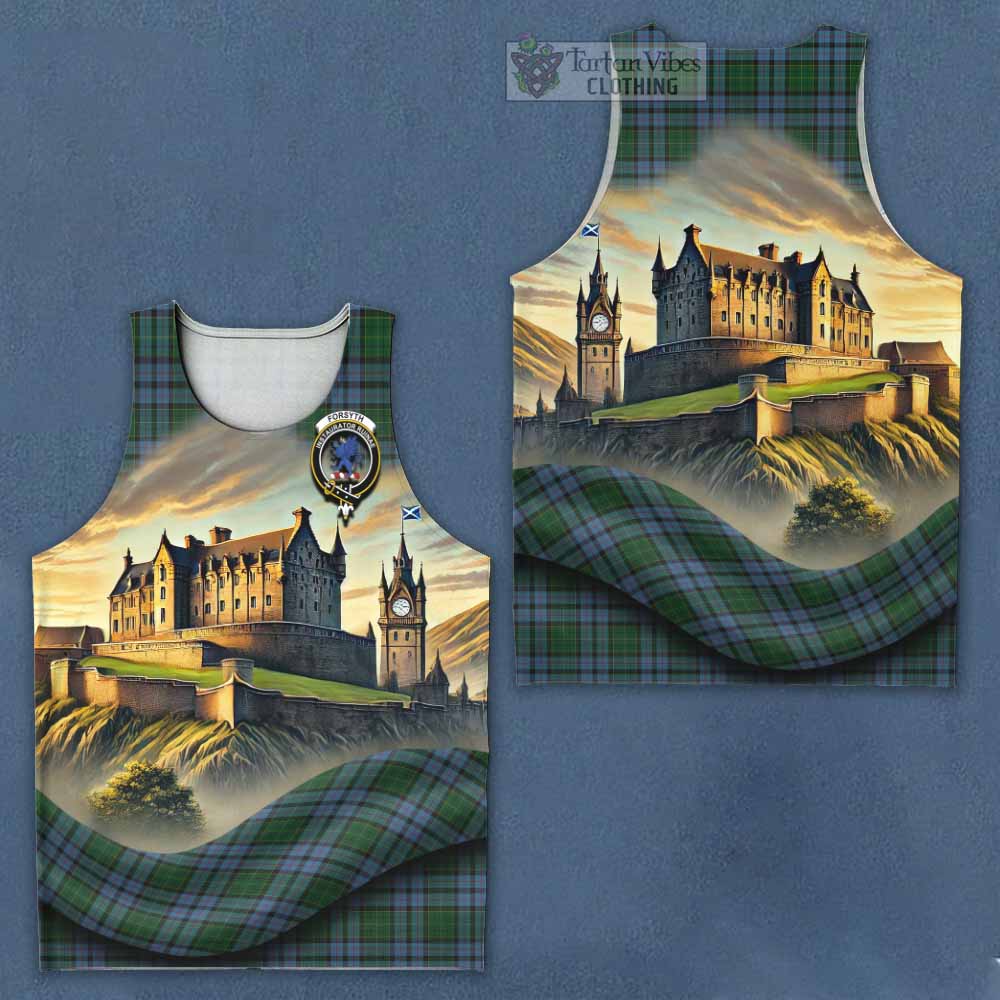 Forsyth Tartan Family Crest Men's Tank Top with Scottish Ancient Castle Style - Tartan Vibes Clothing
