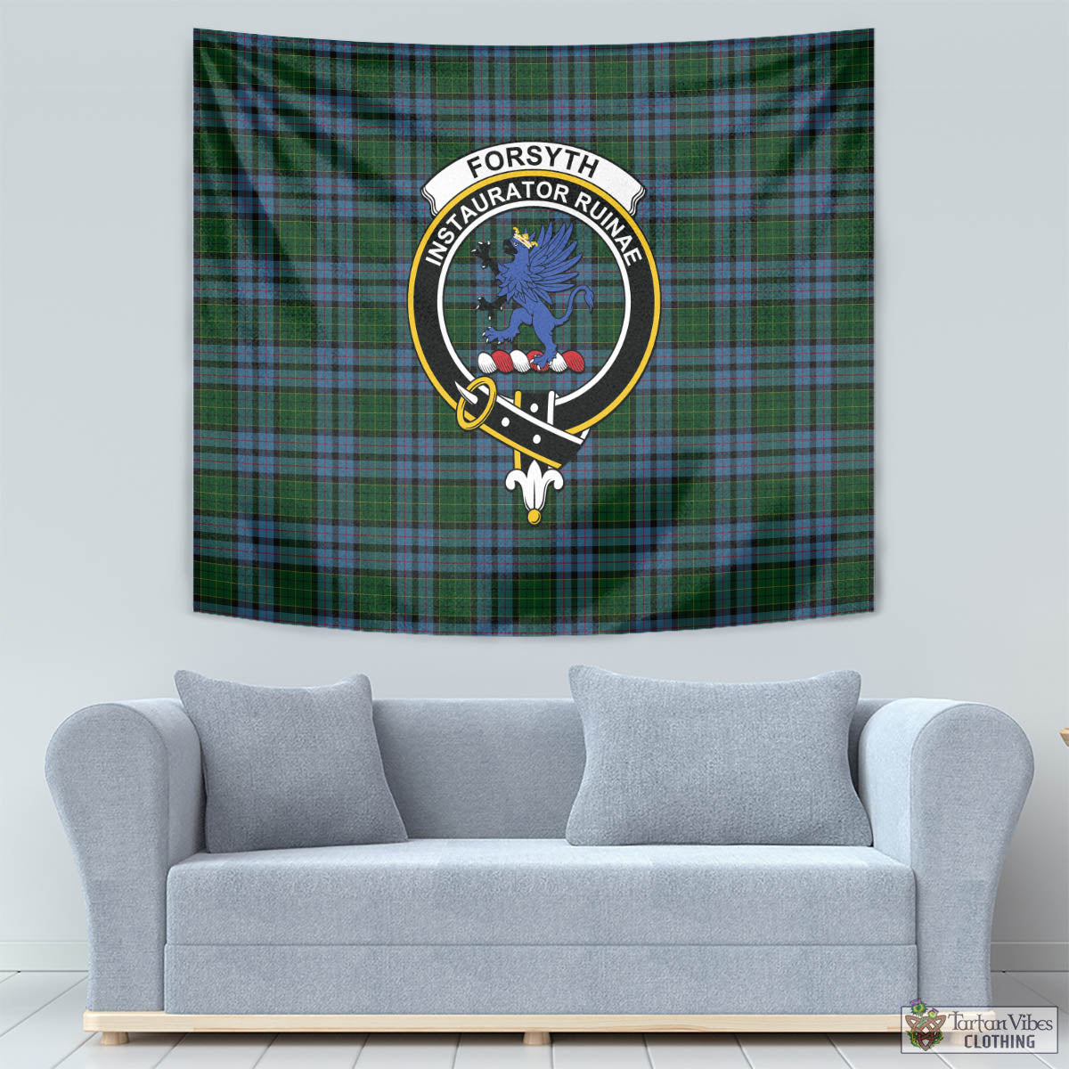 Forsyth Tartan Tapestry Wall Hanging and Home Decor for Room with Family Crest - Tartan Vibes Clothing