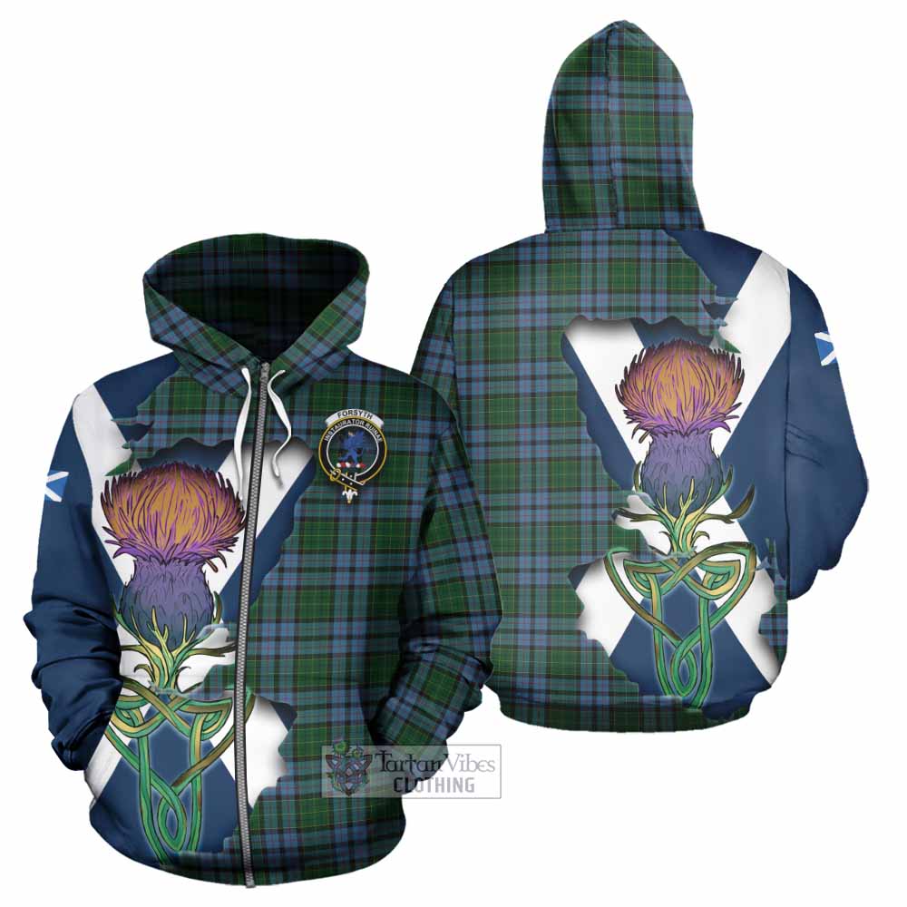 Tartan Vibes Clothing Forsyth Tartan Family Crest Hoodie Scottish Thistle Celtic Inspired