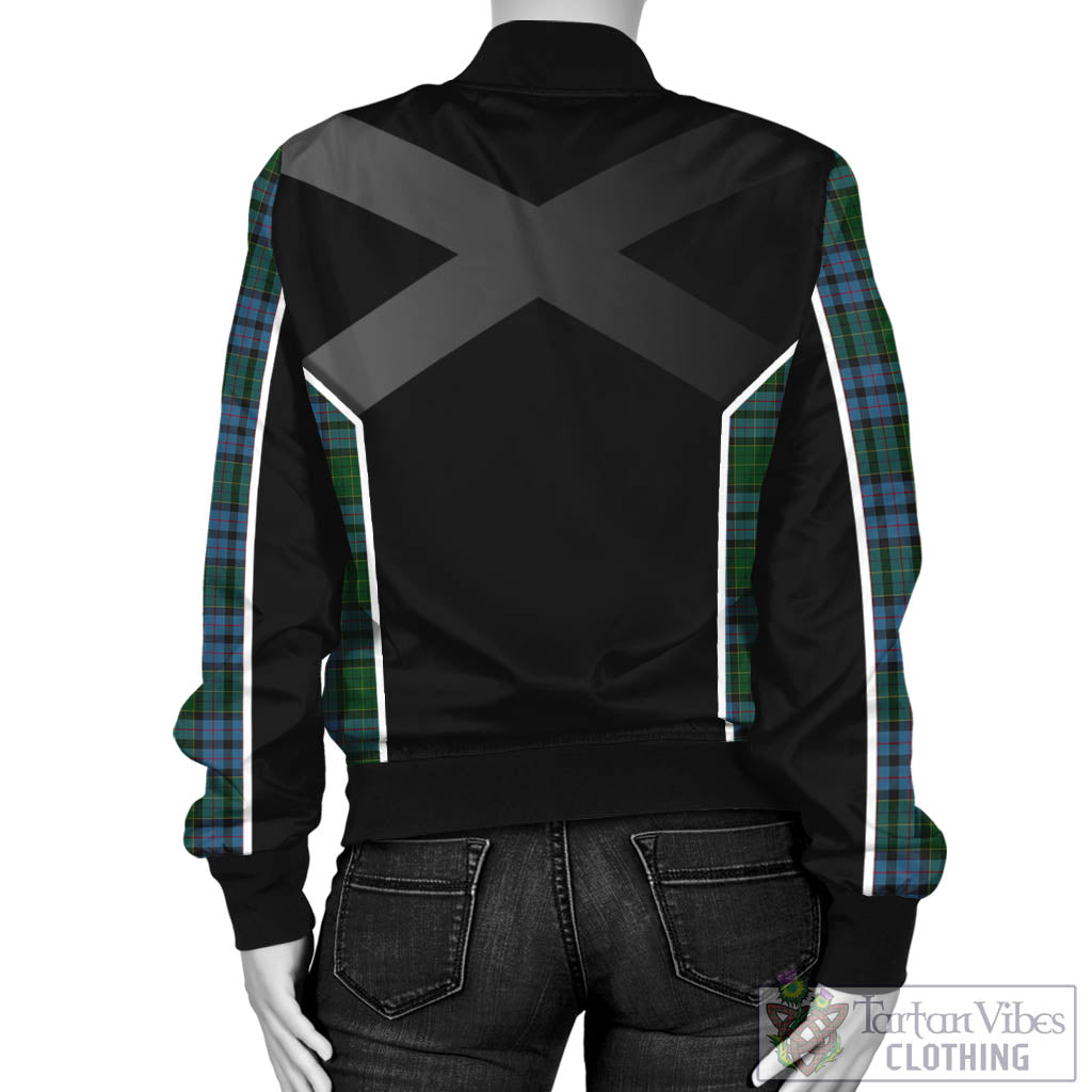 Tartan Vibes Clothing Forsyth Tartan Bomber Jacket with Family Crest and Scottish Thistle Vibes Sport Style