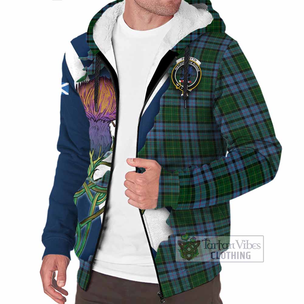 Forsyth Tartan Family Crest Sherpa Hoodie Scottish Thistle Celtic Inspired - Tartan Vibes Clothing