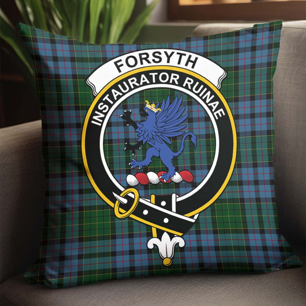 Forsyth Tartan Pillow Cover with Family Crest - Tartan Vibes Clothing