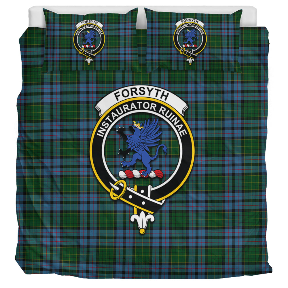Forsyth Tartan Bedding Set with Family Crest UK Bedding Set UK Super King 104*94 inch - Tartan Vibes Clothing