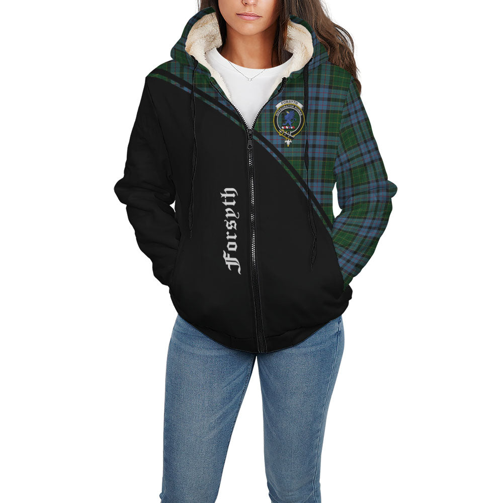Forsyth Tartan Sherpa Hoodie with Family Crest Curve Style - Tartan Vibes Clothing