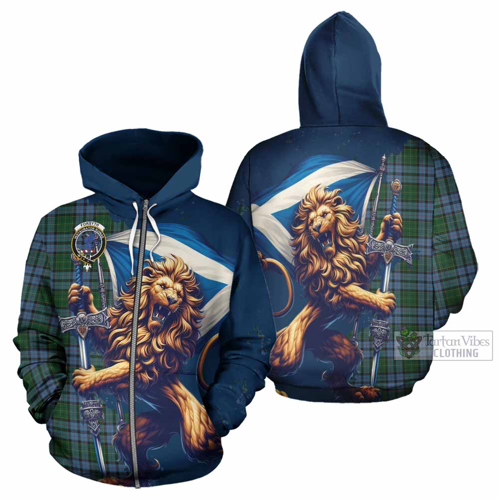 Forsyth Tartan Family Crest Hoodie with Scottish Majestic Lion - Tartan Vibes Clothing