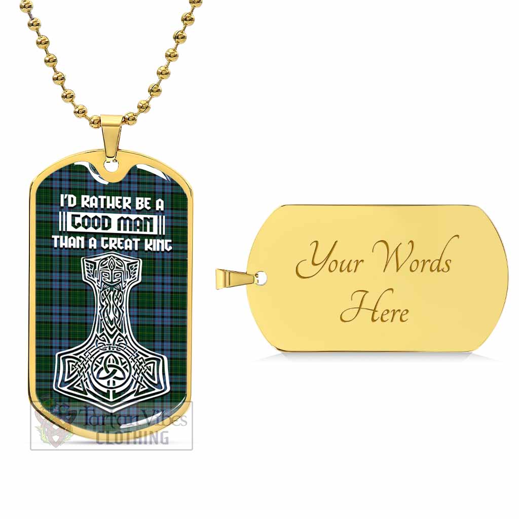 Forsyth Tartan Dog Tag Necklace Viking Mjolnir Style Gold Yes - Tartan Vibes Clothing
