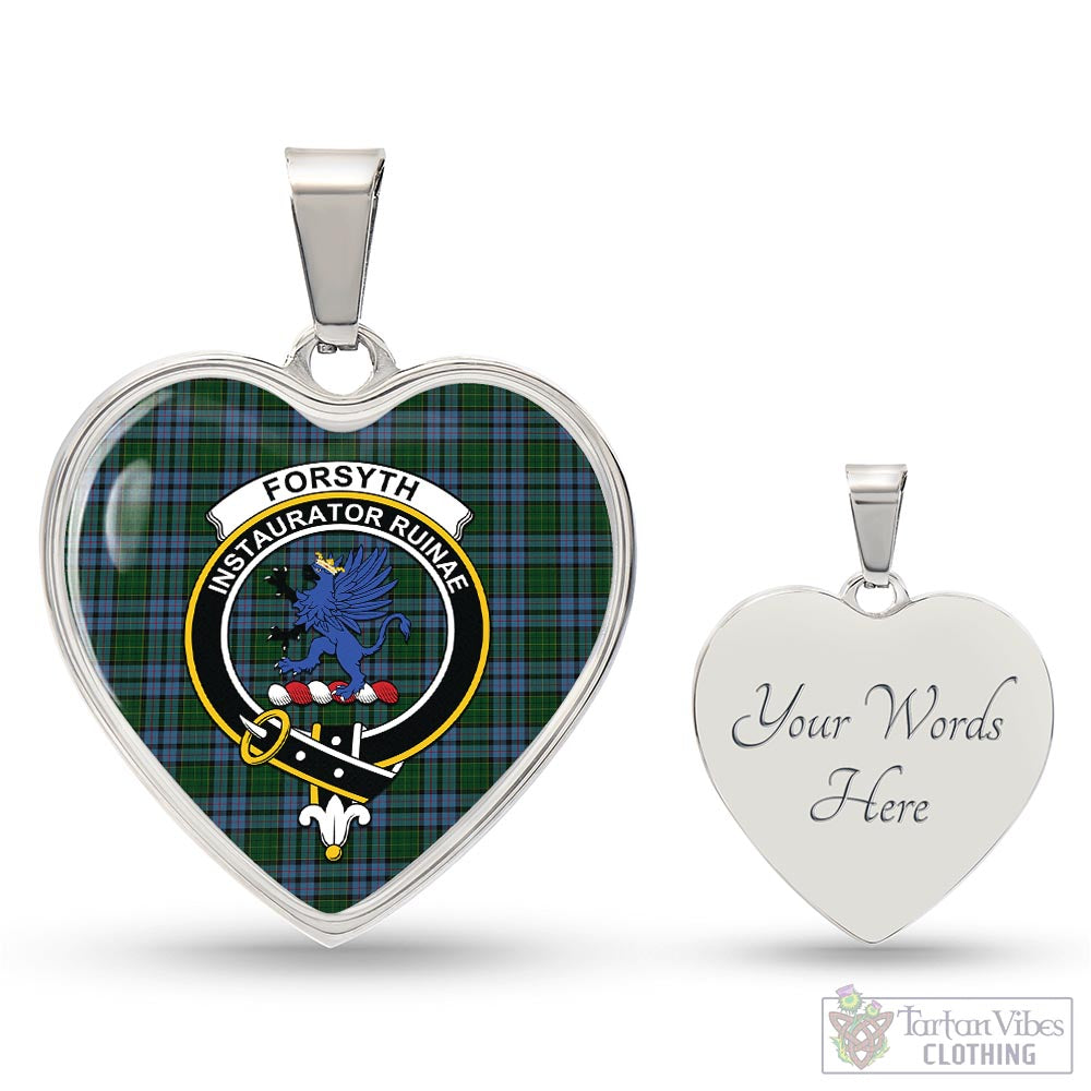 Forsyth Tartan Heart Necklace with Family Crest Luxury Necklace (Silver) Yes - Tartan Vibes Clothing