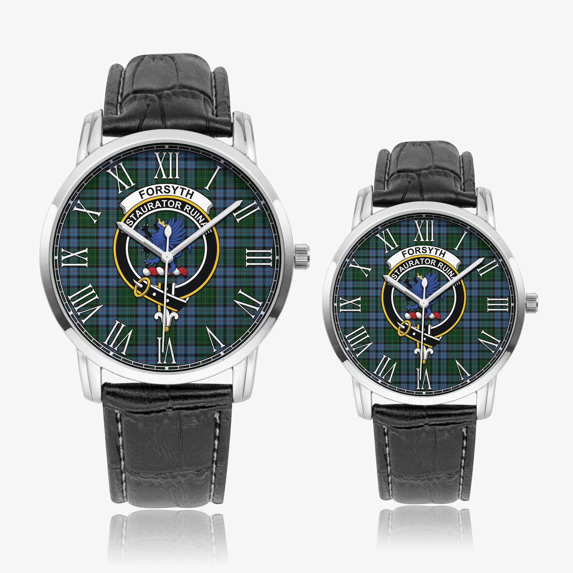 Forsyth Tartan Family Crest Leather Strap Quartz Watch - Tartan Vibes Clothing