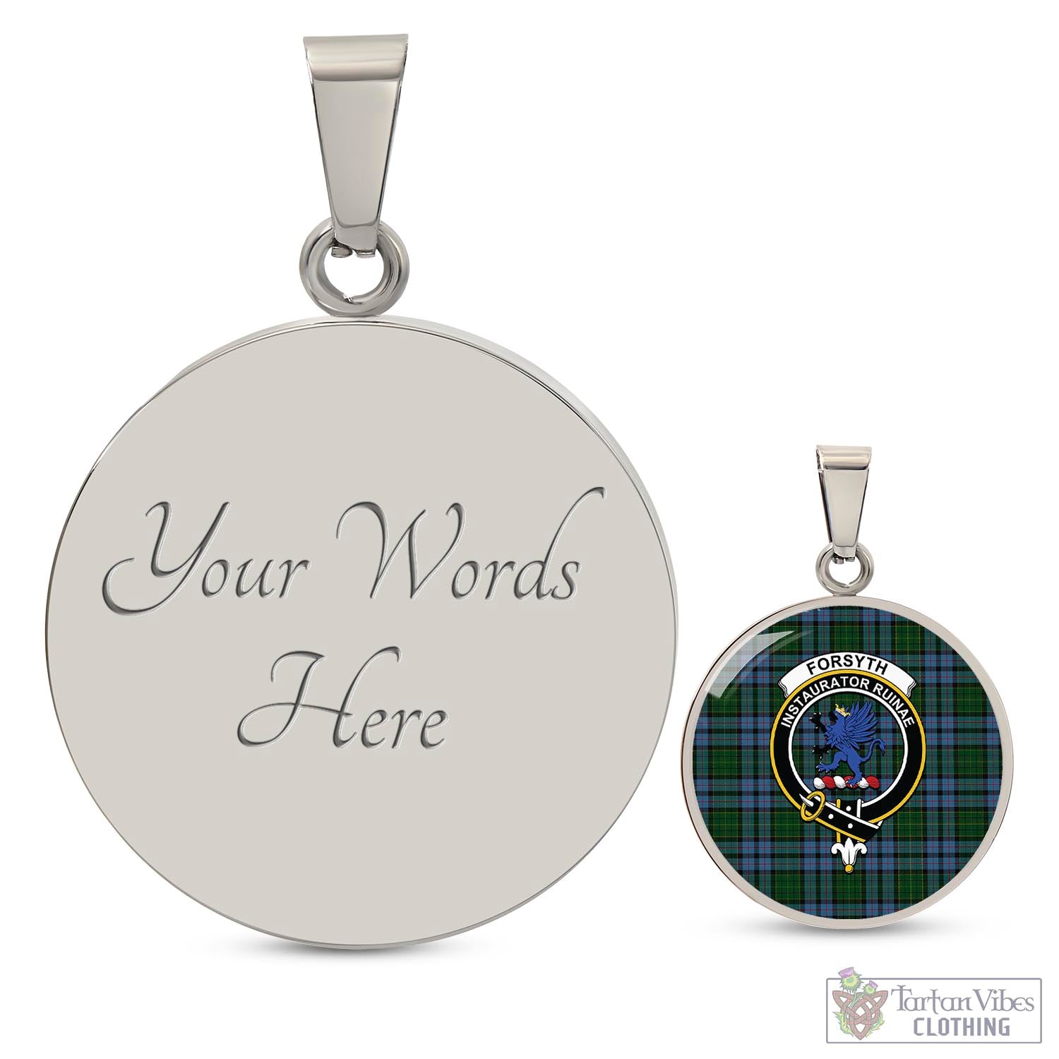 Forsyth Tartan Circle Necklace with Family Crest Luxury Necklace (Silver) Yes - Tartan Vibes Clothing
