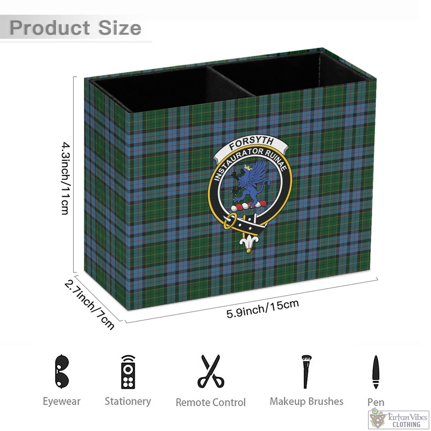 Forsyth Tartan Pen Holder with Family Crest - Tartan Vibes Clothing