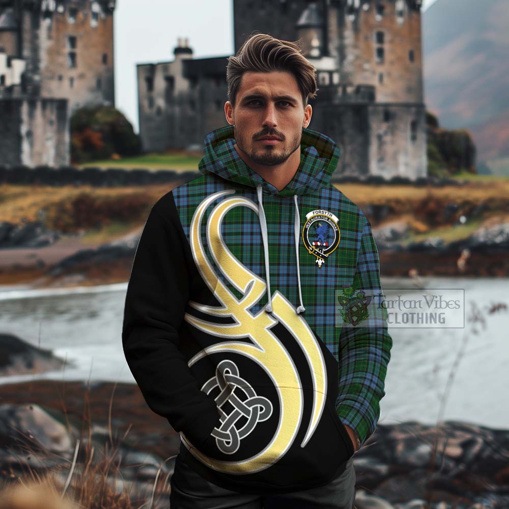 Forsyth Tartan Cotton Hoodie with Family Crest and Celtic Symbol Style - Tartan Vibes Clothing
