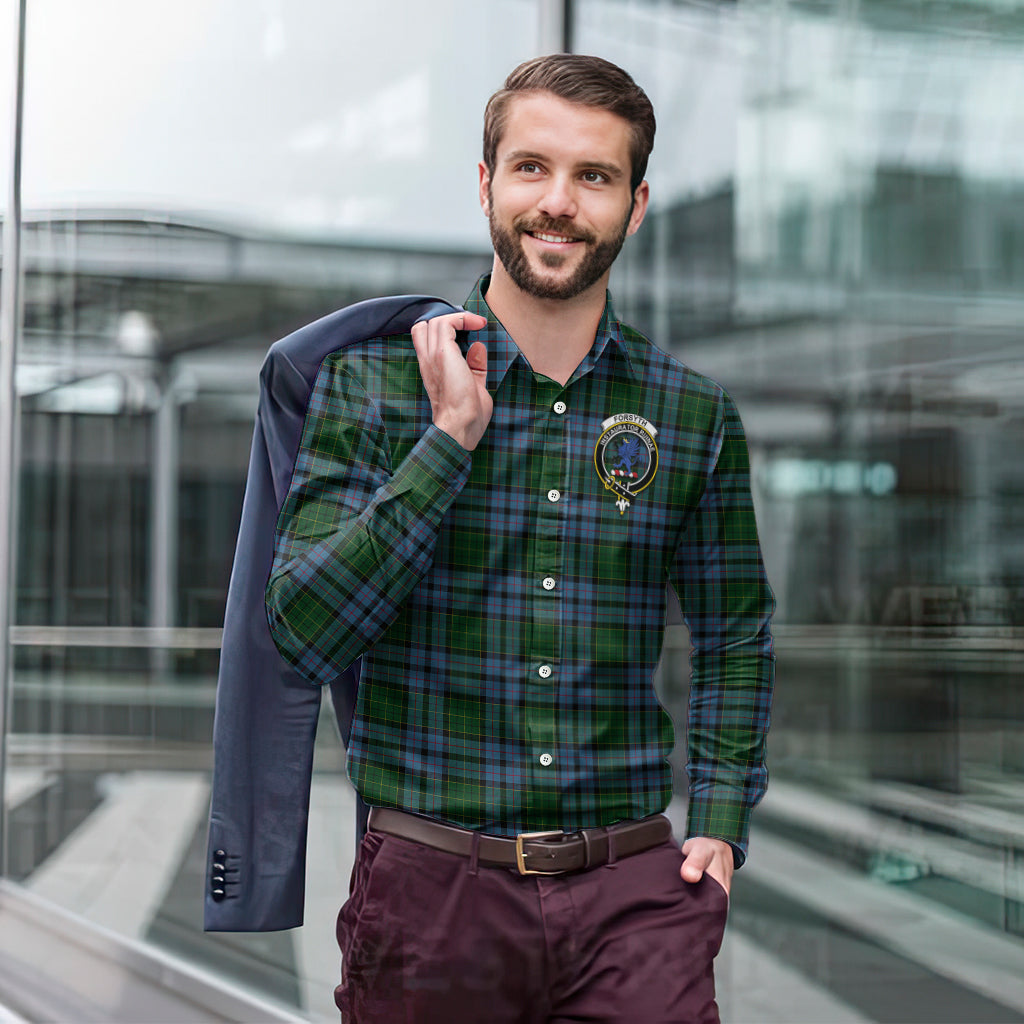 Forsyth Tartan Long Sleeve Button Up Shirt with Family Crest - Tartan Vibes Clothing