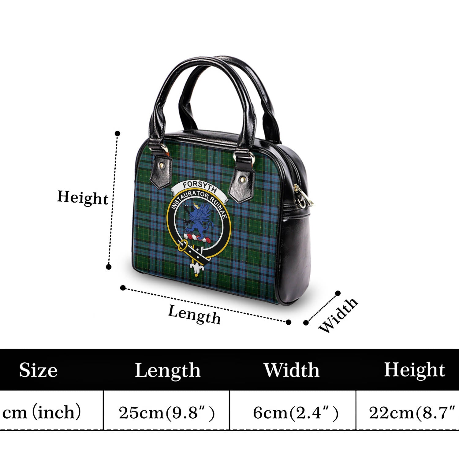 Forsyth Tartan Shoulder Handbags with Family Crest - Tartan Vibes Clothing