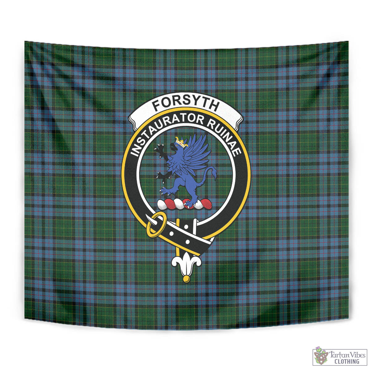 Forsyth Tartan Tapestry Wall Hanging and Home Decor for Room with Family Crest - Tartan Vibes Clothing