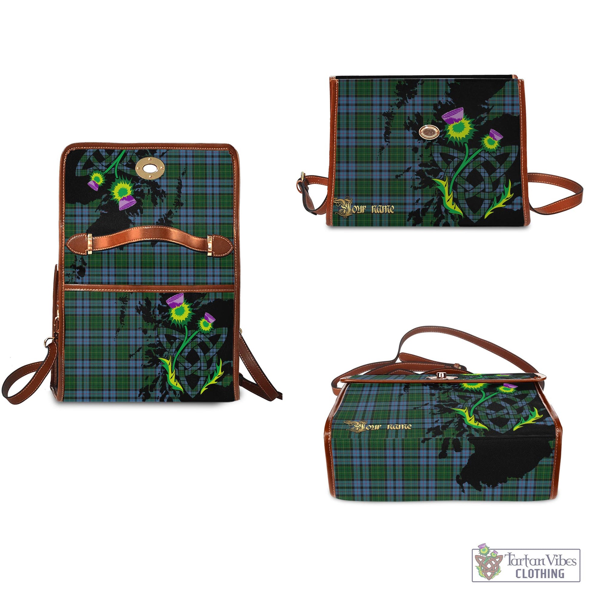 Tartan Vibes Clothing Forsyth Tartan Waterproof Canvas Bag with Scotland Map and Thistle Celtic Accents
