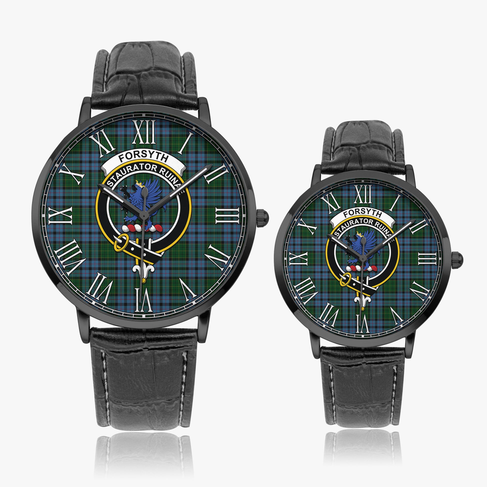 Forsyth Tartan Family Crest Leather Strap Quartz Watch - Tartan Vibes Clothing