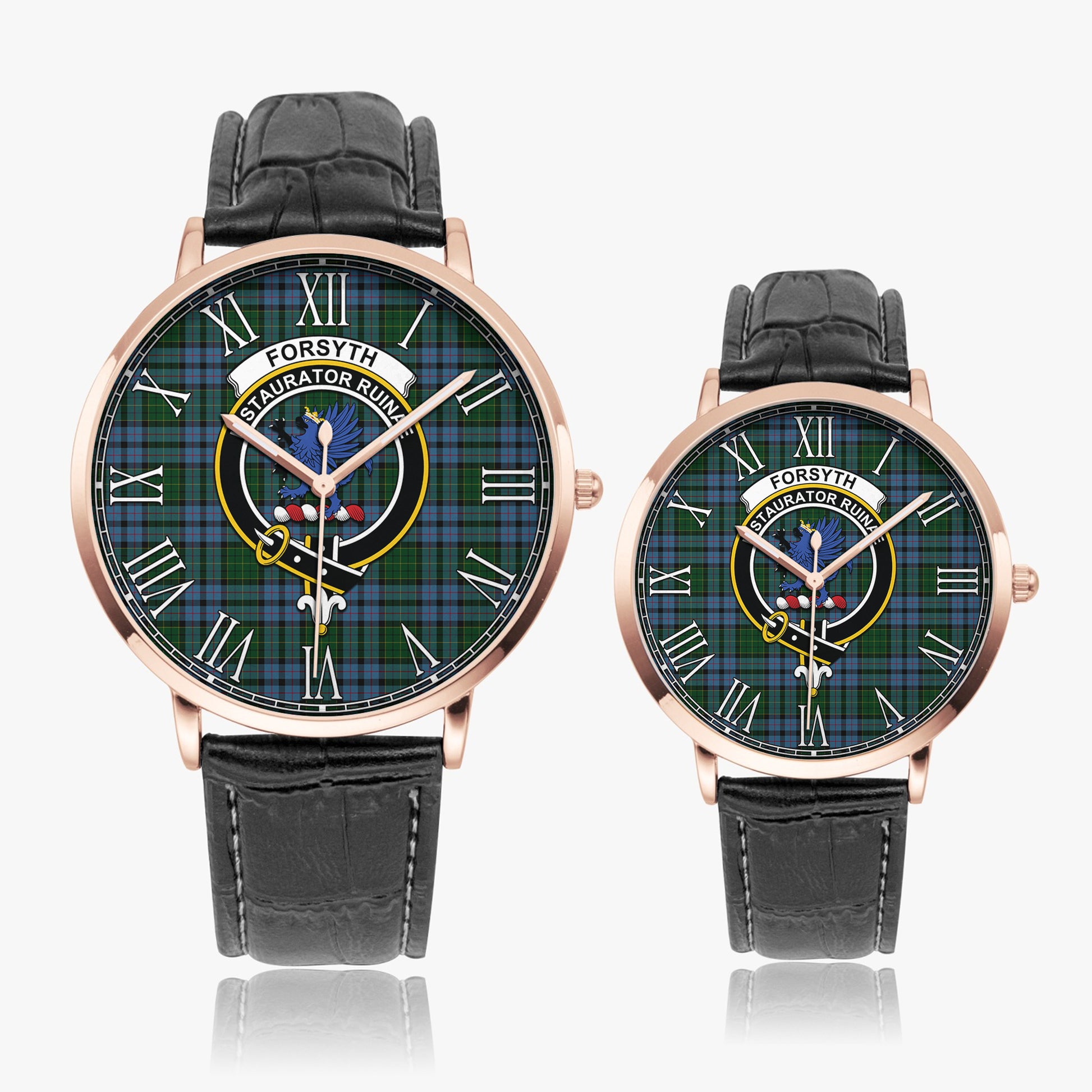 Forsyth Tartan Family Crest Leather Strap Quartz Watch - Tartan Vibes Clothing