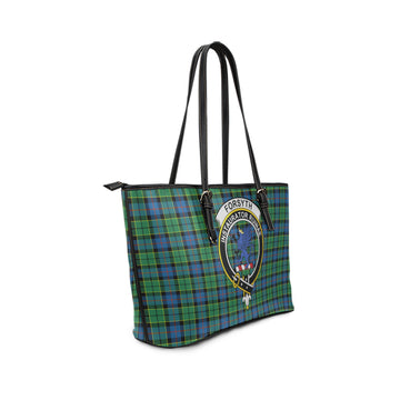 Forsyth Ancient Tartan Leather Tote Bag with Family Crest