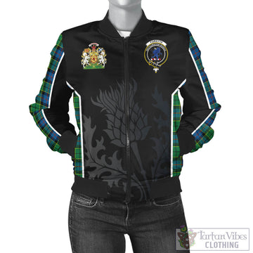 Forsyth Ancient Tartan Bomber Jacket with Family Crest and Scottish Thistle Vibes Sport Style