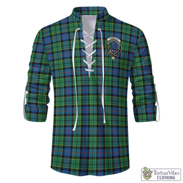 Forsyth Ancient Tartan Men's Scottish Traditional Jacobite Ghillie Kilt Shirt with Family Crest