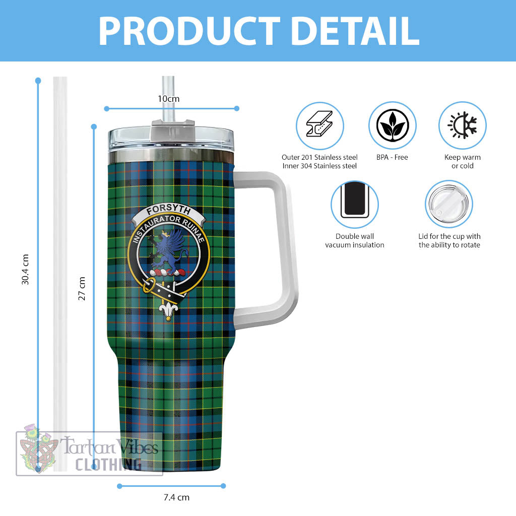 Tartan Vibes Clothing Forsyth Ancient Tartan and Family Crest Tumbler with Handle