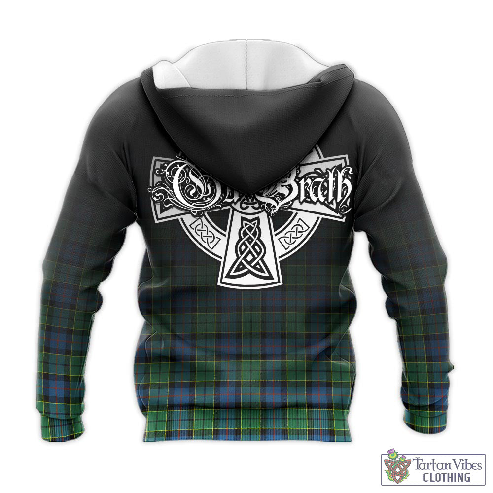 Tartan Vibes Clothing Forsyth Ancient Tartan Knitted Hoodie Featuring Alba Gu Brath Family Crest Celtic Inspired