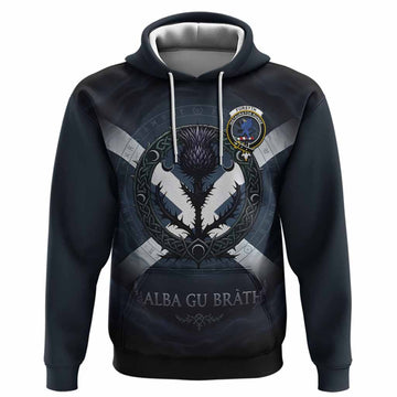 Forsyth Clan Crest Hoodie with Celtic Knot Thistle and Saltire