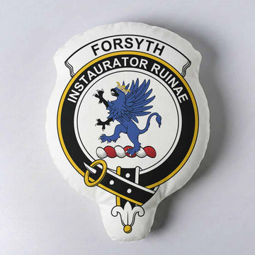 Forsyth Clan Crest Shaped Throw Pillow, Scottish Clan Badge Decorative Pillow