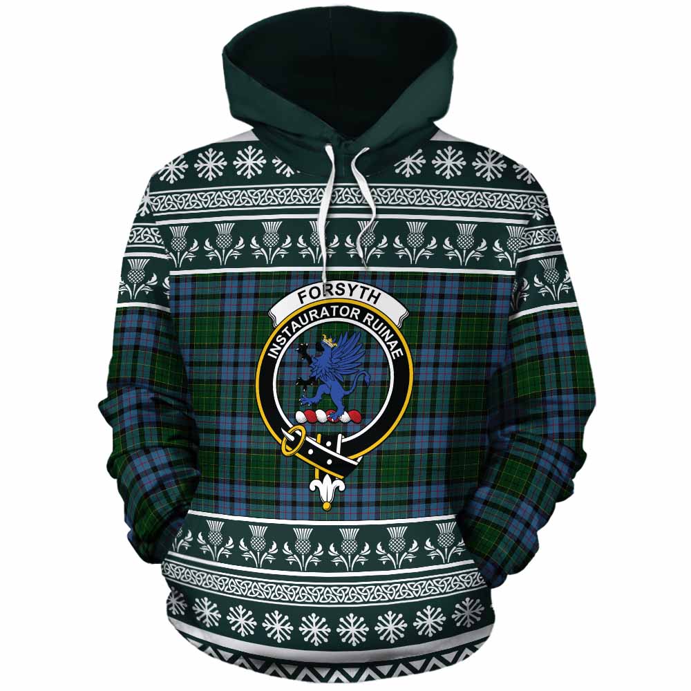 Forsyth Clan Tartan Christmas Cotton Hoodie with Family Crest - Tartan Vibes Clothing