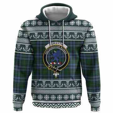 Forsyth Clan Tartan Christmas Hoodie with Family Crest