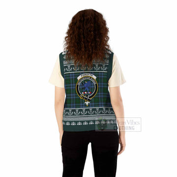 Forsyth Clan Tartan Christmas Knitted V-Neck Vest with Family Crest