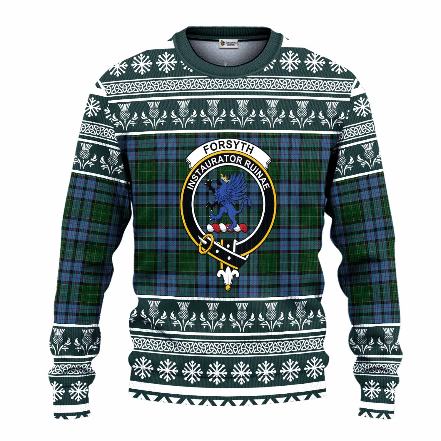 Forsyth Clan Tartan Christmas Ugly Sweater with Family Crest - Tartan Vibes Clothing