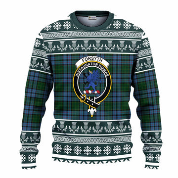 Forsyth Clan Tartan Christmas Ugly Sweater with Family Crest