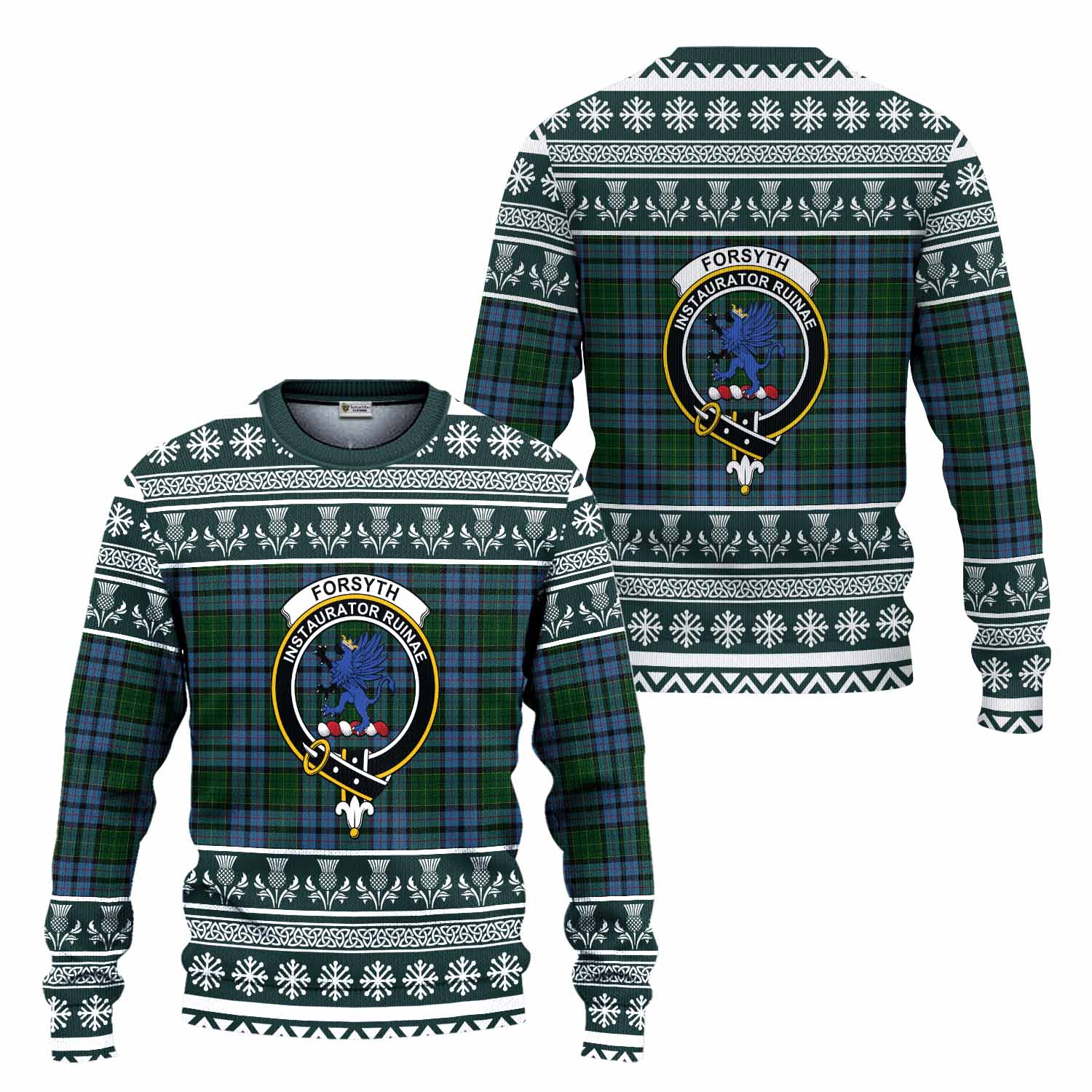 Forsyth Clan Tartan Christmas Ugly Sweater with Family Crest - Tartan Vibes Clothing
