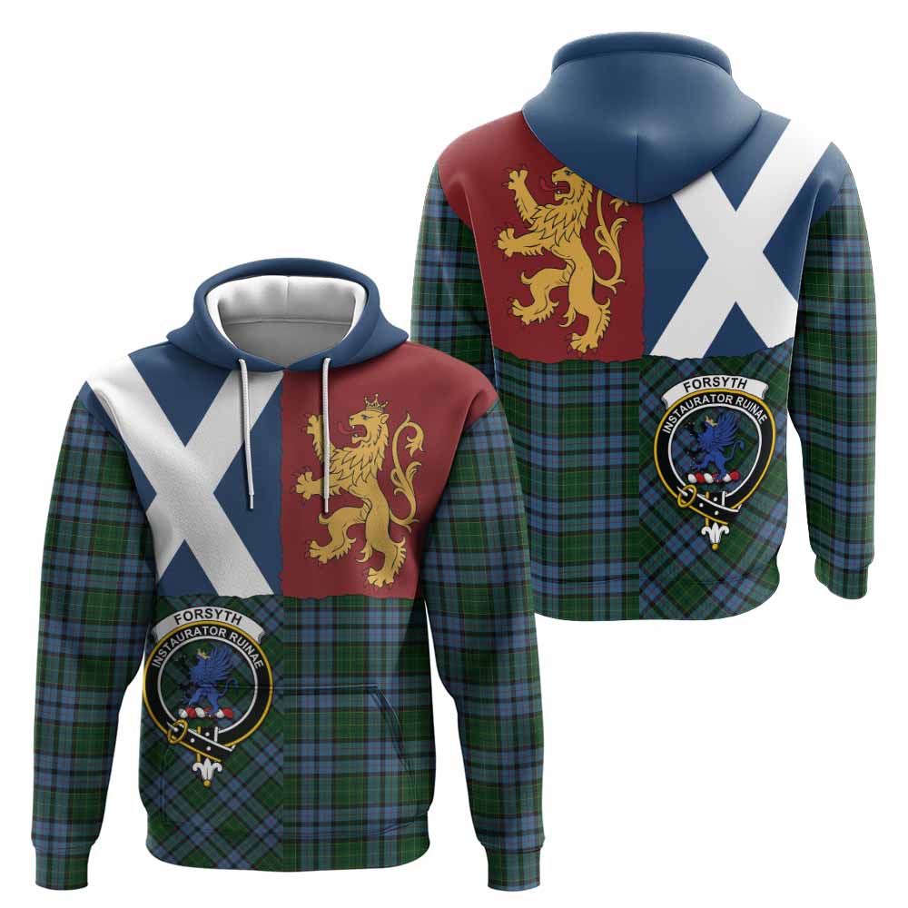 Forsyth Crest Tartan Hoodie with Lion Rampant Saltire Style