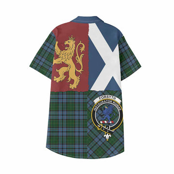 Forsyth Crest Tartan Kid Hawaiian Shirt with Lion Rampant Saltire Style