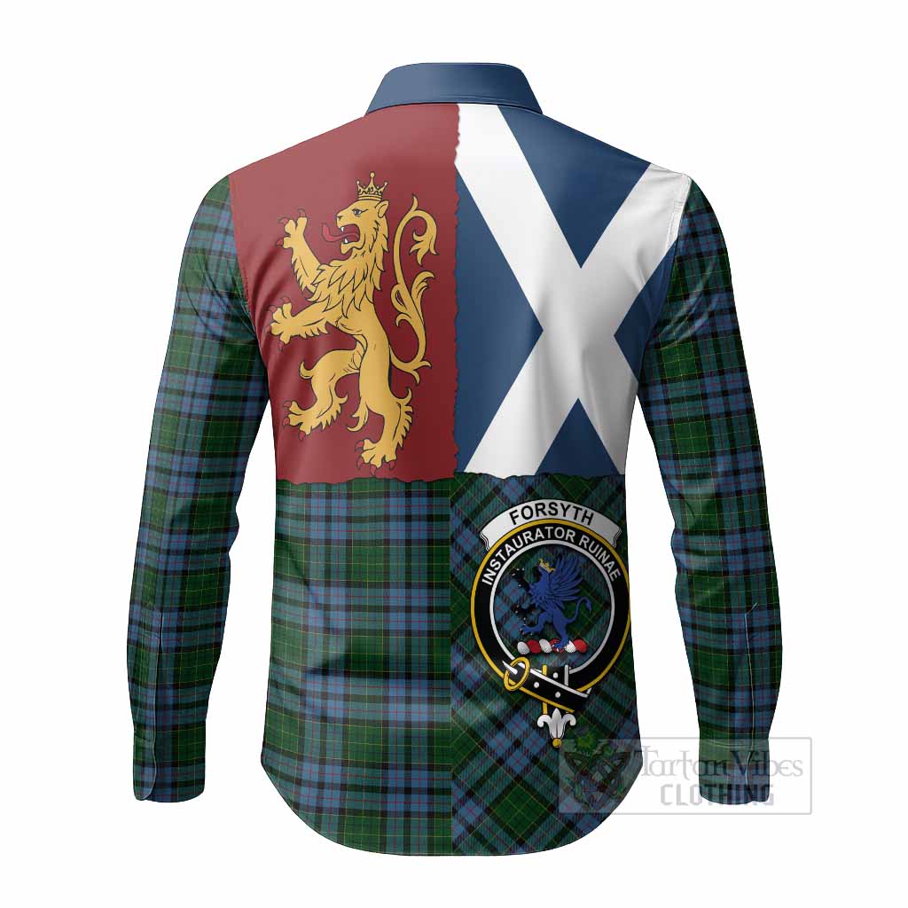 Forsyth Crest Tartan Long Sleeve Button Shirts with Lion Rampant Saltire Style