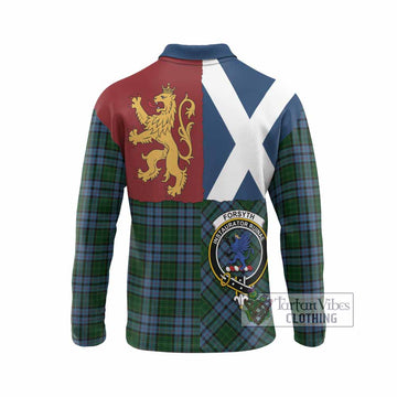 Forsyth Crest Tartan Long Sleeve Polo Shirt with Lion Rampant Saltire Style