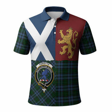 Forsyth Crest Tartan Polo Shirt with Lion Rampant Saltire Style